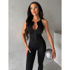 Černý sportovní fitness top MEROVA na zip (Veľkosť L)