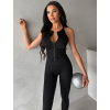 Černý sportovní fitness top MEROVA na zip (Veľkosť L)