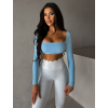 Modrý sportovní crop top EVORIX s dlouhým rukávem (Veľkosť L)