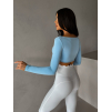 Modrý sportovní crop top EVORIX s dlouhým rukávem (Veľkosť L)