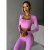Ružový športový pilates top LUNIRA s dlhým rukávom