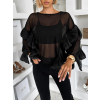 Čierna volániková transparentná blúzka LIORA