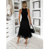Čierne spoločenské asymetrické tylové šaty ROCHIE