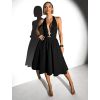 Černé vypasované koktejlové šaty QUINIRA (Veľkosť L)