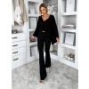 Černý elegantní kalhotový komplet URWALE (Veľkosť ONESIZE)