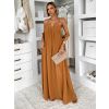 Hnědé společenské dlouhé šaty VESTELA s vlečkou (Veľkosť ONESIZE)