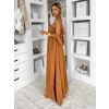 Hnědé společenské dlouhé šaty VESTELA s vlečkou (Veľkosť ONESIZE)