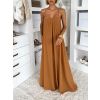 Hnědé společenské dlouhé šaty VESTELA s vlečkou (Veľkosť ONESIZE)