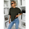 Khaki 100% bavlna oversize tričko DELYS s krátkým rukávem (Veľkosť ONESIZE)