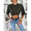 Khaki 100% bavlna oversize tričko DELYS s krátkým rukávem (Veľkosť ONESIZE)