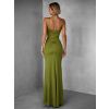 Olivové dlouhé společenské šaty LIMONA s rozparkem (Veľkosť ONESIZE)