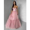 Starorůžové plesové společenské tylové šaty DELARIL s mašlí (Veľkosť L)
