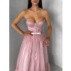 Starorůžové plesové společenské tylové šaty DELARIL s mašlí (Veľkosť L)