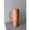 Hnědý nerezový termohrnek s brčkem 1000ml VENTO (Veľkosť ONESIZE)