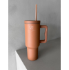 Hnědý nerezový termohrnek s brčkem 1000ml VENTO (Veľkosť ONESIZE)