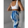 Modré sportovní barevné legíny OLIRYA s push-up efektem (Veľkosť L)
