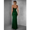 Smaragdové dlhé spoločenské šaty LIMONA s prestrihmi