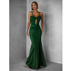 Smaragdové dlhé spoločenské šaty LIMONA s prestrihmi