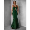 Smaragdové dlouhé společenské šaty LIMONA s průstřihy (Veľkosť ONESIZE)