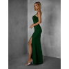 Smaragdové dlhé spoločenské šaty LIMONA s prestrihmi