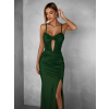 Smaragdové dlhé spoločenské šaty LIMONA s prestrihmi