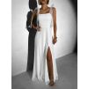 Bílé společenské dlouhé šaty AMIREZA s rozparkem (Veľkosť L)