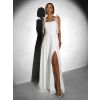 Bílé společenské dlouhé šaty AMIREZA s rozparkem (Veľkosť L)