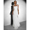 Biele spoločenské dlhé šaty AMIREZA s rázporkom