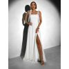 Bílé společenské dlouhé šaty AMIREZA s rozparkem (Veľkosť L)