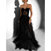 Čierne plesové tylové šaty FERELIX s korzetom
