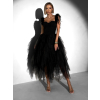 Čierne spoločenské tylové šaty NUVELLE s pierkami