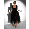 Čierne spoločenské tylové šaty NUVELLE s pierkami