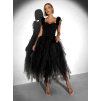 Čierne spoločenské tylové šaty NUVELLE s pierkami