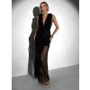 Černé tylové dlouhé večerní šaty FALDARY (Veľkosť ONESIZE)
