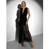 Černé tylové dlouhé večerní šaty FALDARY (Veľkosť ONESIZE)