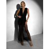 Černé tylové dlouhé večerní šaty FALDARY (Veľkosť ONESIZE)