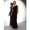 Hnedé elegantné dlhé šaty ELANESSE s vlečkou