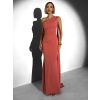 Lososové elegantní dlouhé šaty ELANESSE s vlečkou (Veľkosť ONESIZE)