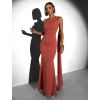 Lososové elegantní dlouhé šaty ELANESSE s vlečkou (Veľkosť ONESIZE)