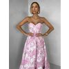 Růžové společenské dlouhé šaty VENOLIA s květinovým vzorem (Veľkosť L)