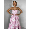 Ružové spoločenské dlhé šaty VENOLIA s kvetinovým vzorom
