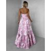 Růžové společenské dlouhé šaty VENOLIA s květinovým vzorem (Veľkosť L)