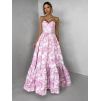 Růžové společenské dlouhé šaty VENOLIA s květinovým vzorem (Veľkosť L)