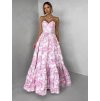 Ružové spoločenské dlhé šaty VENOLIA s kvetinovým vzorom