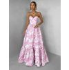 Růžové společenské dlouhé šaty VENOLIA s květinovým vzorem (Veľkosť L)