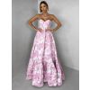 Růžové společenské dlouhé šaty VENOLIA s květinovým vzorem (Veľkosť L)