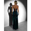 Smaragdové společenské dlouhé korzetové šaty KARLOT (Veľkosť ONESIZE)