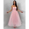 Starorůžové společenské tylové midi šaty SOLAVIE (Veľkosť L)