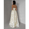 Vanilkové plesové dlhé šaty MIRELLE s kvetinovým vzorom