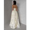 Vanilkové plesové dlouhé šaty MIRELLE s květinovým vzorem (Veľkosť L)